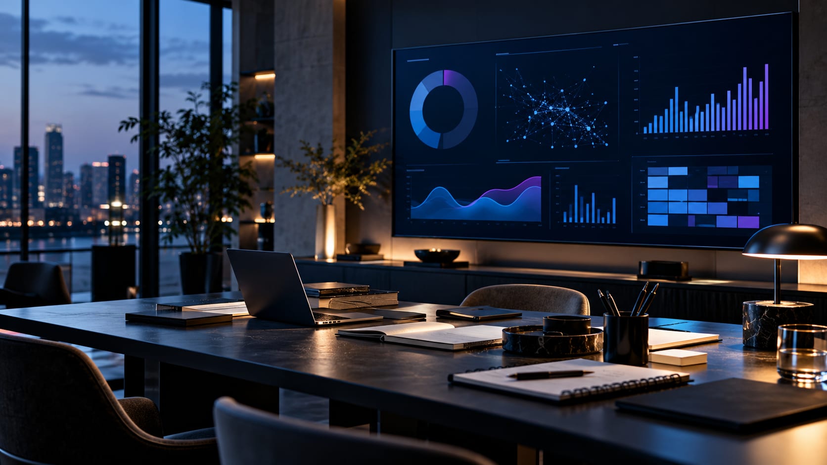Digital growth strategy workspace with analytics display